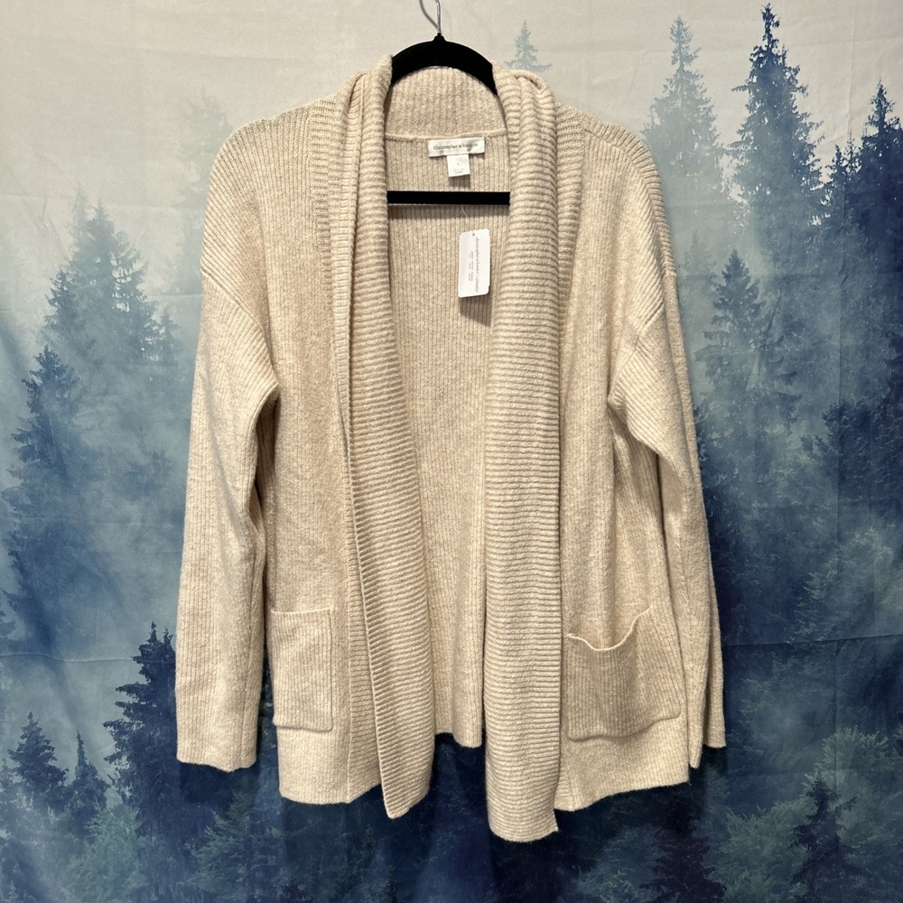 Christopher &  Banks‎ Women's Cream Cardigan With Pockets Long Sleeve Size Large